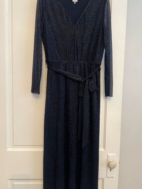 Anne Klein Navy Sparkle Wrap Maxi Dress
